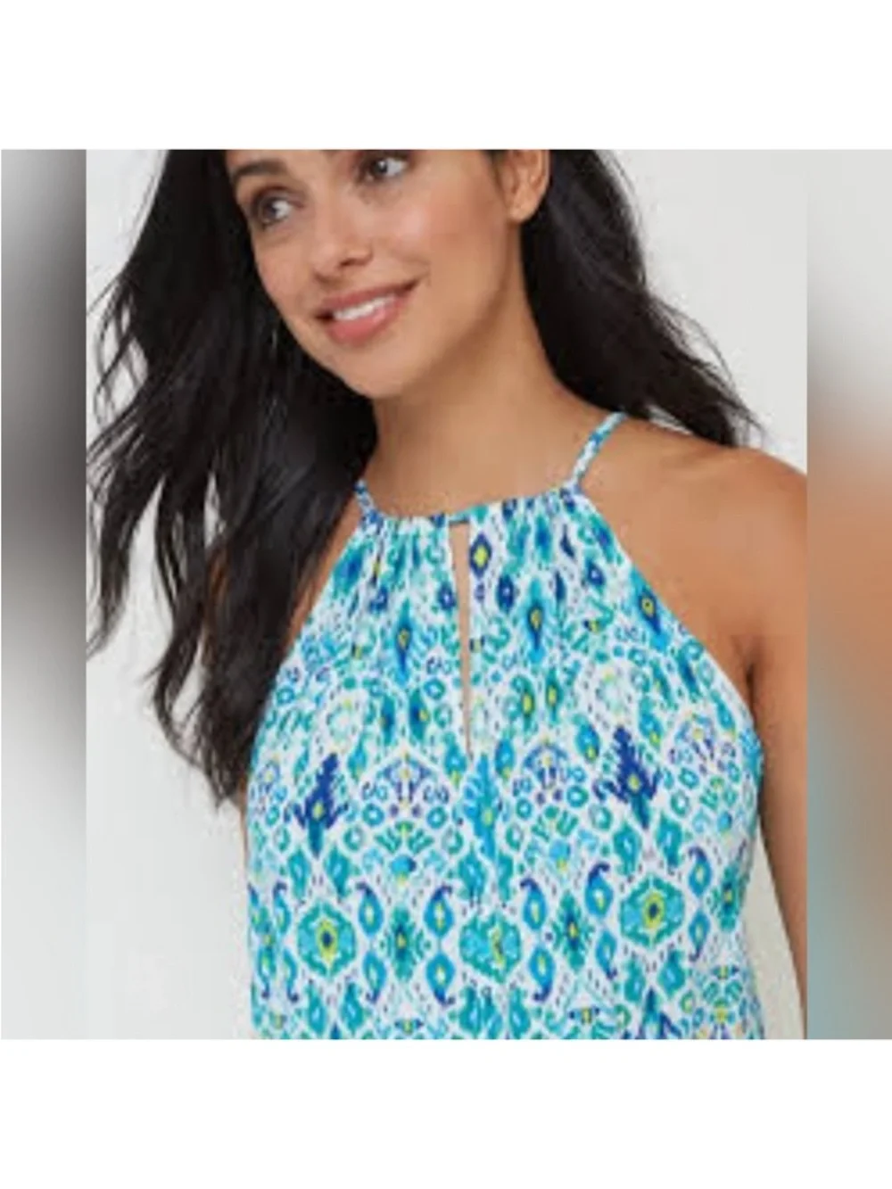 Tommy Bahama Summer Dress Beach Cover up Ikat Print Cover Up Blue Green Small - Picture 2 of 15